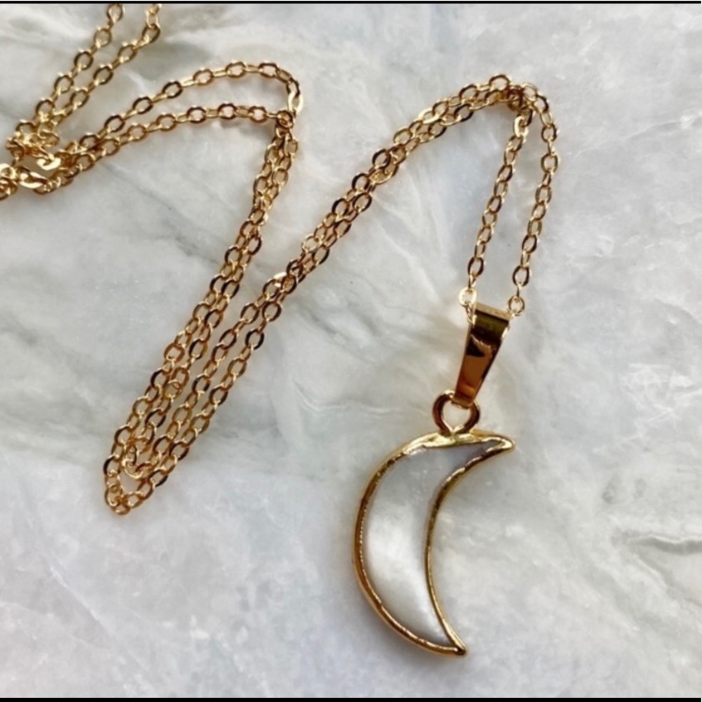 Mother of Pearl Crescent Moon Necklace